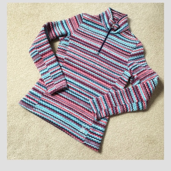 Spyder Savona 1/4 Zip Fleece Mock Neck Colorful Stripe Pullover Top Shirt Size 8 - Picture 2 of 14